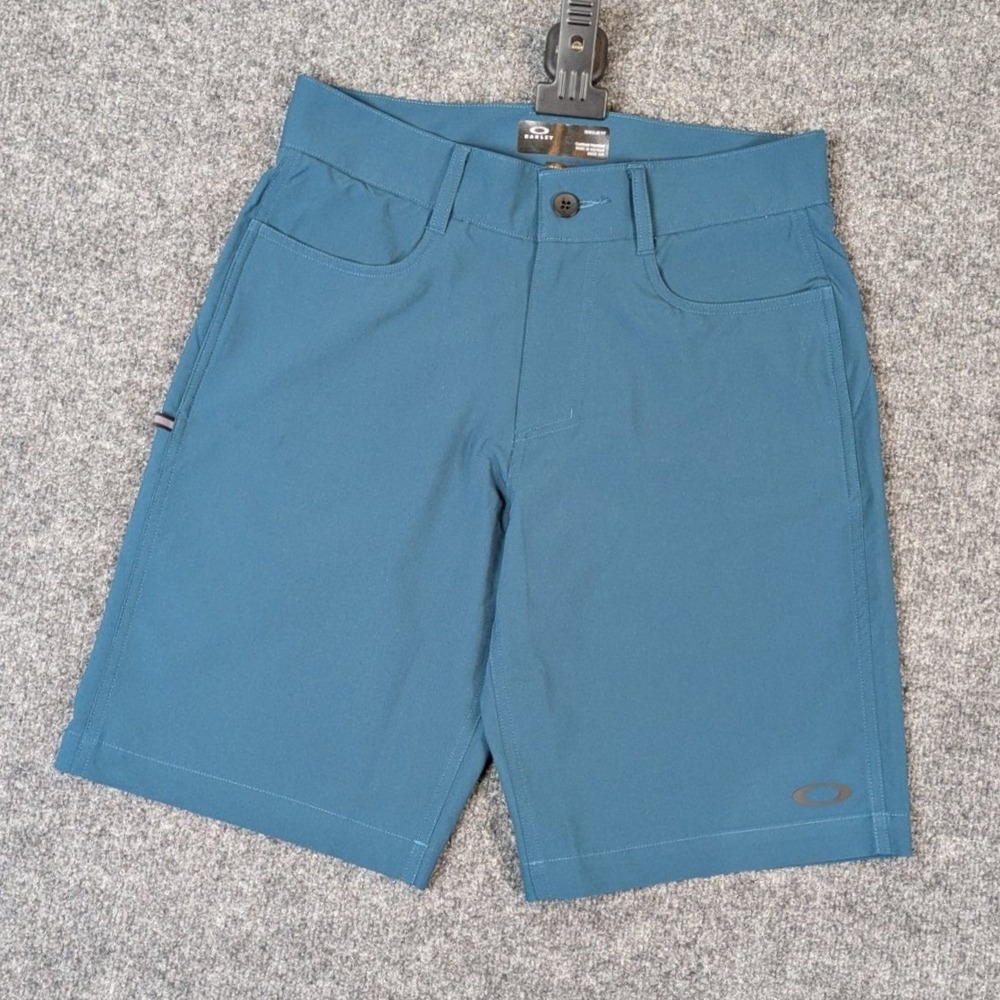 Oakley Regular Fit Performance Shorts Mens 29 Teal Blue Solid Logo Golf Hiking